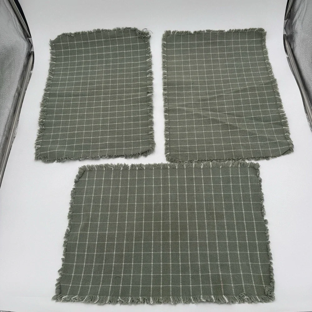 Vintage 90s Placemats Lot Of 10 Southwestern Monstera Plaid‎ Cotton Table